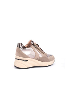 SNEAKER KEYS PELLE TAUPE BRONZO