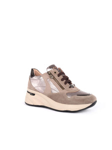 SNEAKER KEYS PELLE TAUPE BRONZO