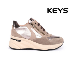 SNEAKER KEYS PELLE TAUPE BRONZO