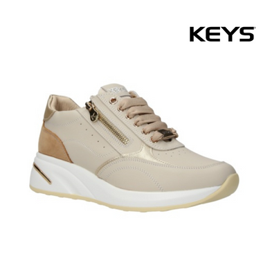 SNEAKER KEYS PELLE BEIGE/PLATINO