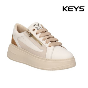 SNEAKER KEYS PELLE BIANCO /PINK