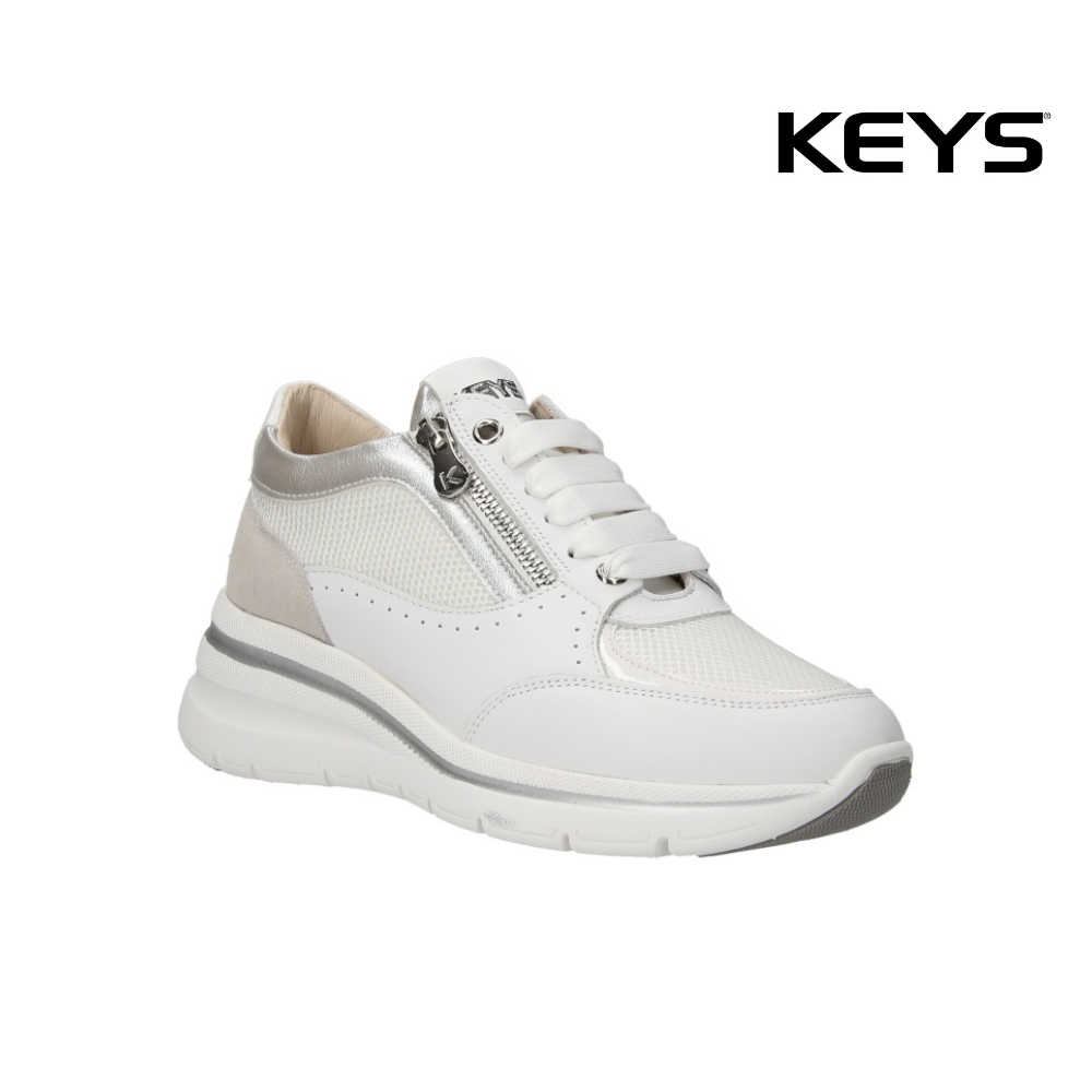 SNEAKER KEYS PELLE BIANCO / SILVER