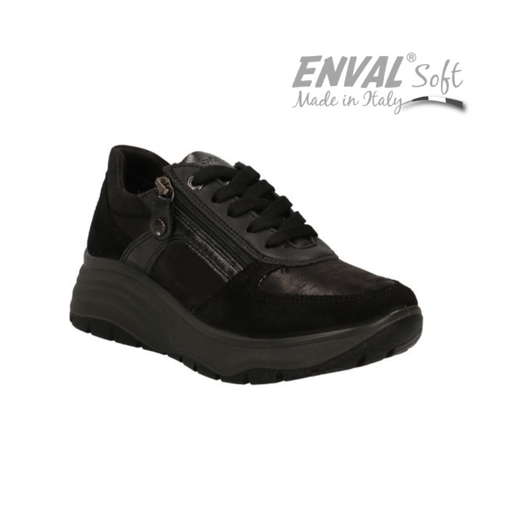 ENVAL SOFT DONNA SNEAKER PELLE NERO