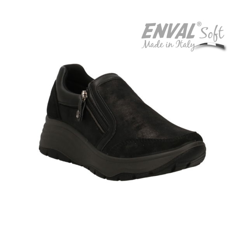 ENVAL SOFT DONNA SNEAKER PELLE NERO